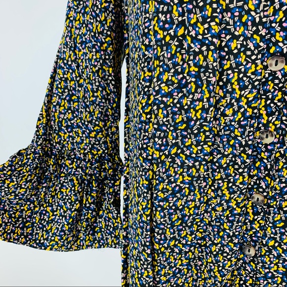 Anthropologie Maeve Printed Ruffle Sleeve Top Sz M - Picture 4 of 11